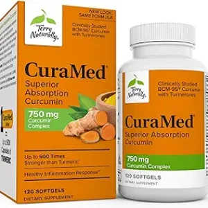 Terry Naturally CuraMed 750 mg Curcumin Complex - 120 Softgels - Superior Absorption BCM-95 - Non-GMO, Gluten Free, Halal - 120 Servings