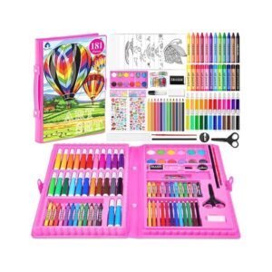 VigorFun Art Kit, Drawing Painting Art Supplies for Kids Girls Boys Teens, Gifts Art Set Case Includes Oil Pastels, Crayons, Colored Pencils, Watercolor Cakes (Pink)