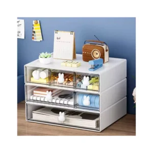 Marbrasse Desk Organizer with 6 Drawers, 3 Tier Stackable Storage Drawers Plastic Makeup Storage, Office Organizers and Storage, Desk Storage Box for Office, School, Home