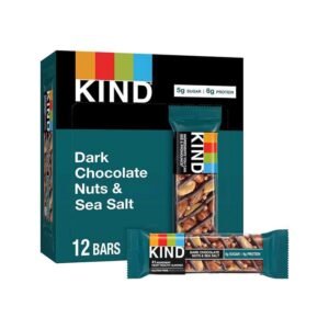 KIND Bars, Dark Chocolate Nuts and Sea Salt, Healthy Snacks, Gluten Free, Low Sugar, 6g Protein, 12 Count