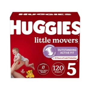 Huggies Size 5 Diapers, Little Movers Baby Diapers, Size 5 (27+ lbs), 120 Count (2 Packs of 60)