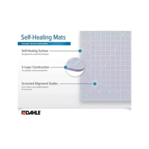 Dahle Vantage 10683 See-Through Premium Self-Healing Cutting Mat, 24″x36″, 1/2″ Grid, 5 Layers for Max Healing, Perfect for Crafts & Sewing, Clear