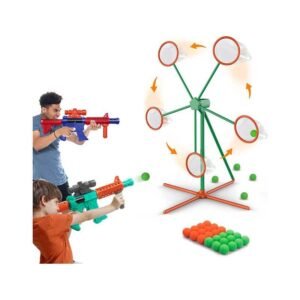 Shooting Games Toys for Age 5 6 7 8 9 10+ Year Old Boys, Kids Toy Sports & Outdoor Game with Moving Shooting Target & 2 Popper Air Toy Guns & 24 Foam Balls, Gifts for Boys and Girls