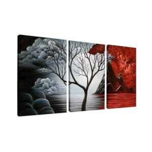 Wieco Art The Cloud Tree 3 Panels Modern Canvas Wall Art Prints Artwork Abstract Seascape Paintings Reproduction Sea Beach Pictures on Canvas for Home Decorations Wall Decor