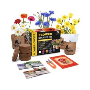 Indoor Daisy Garden Starter Kit with Gardening Tools – Jute Bags, Markers, Soil Disks and Shears, Home Gardening Gifts for Women Men Plant Lovers