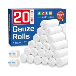 AZEN 20 Pack Gauze Rolls Bandages, 4 in x 4.1 Yards, Premium Medical Supplies & First Aid Supplies, Bandage Wrap Vet Wrap, Mummy Wraps