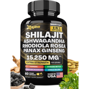 Shilajit Pure Himalayan 9000MG, Energy Booster Ashwagandha 2000MG, Rhodiola Rosea 1000MG, Panax Ginseng 1500MG, Turmeric 500MG, Ginkgo Biloba 500MG, Stinging Nettle 250MG Cordyceps Mushroom 500
